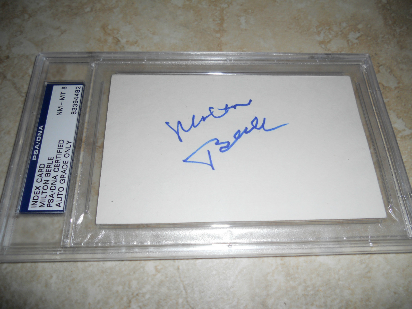 Milton Berle Hollywood Signed Autographed Index Card PSA Certified NM-MT 8