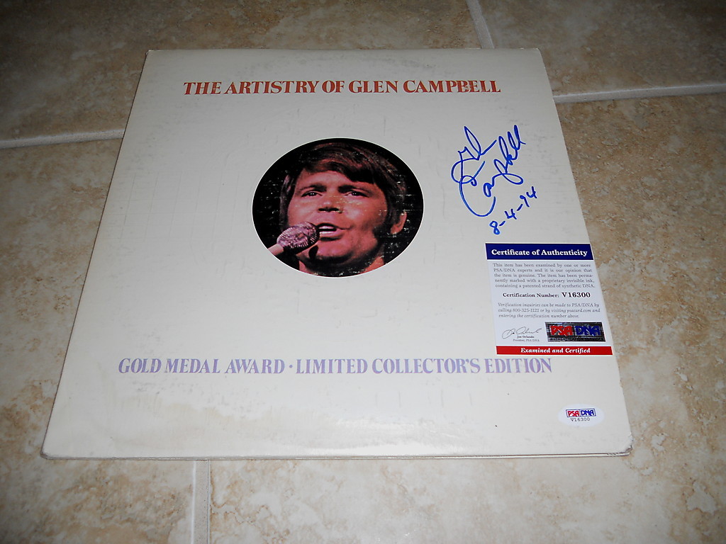 Glen Campbell Signed Autographed The Artistry Of LP Album Record PSA Certified