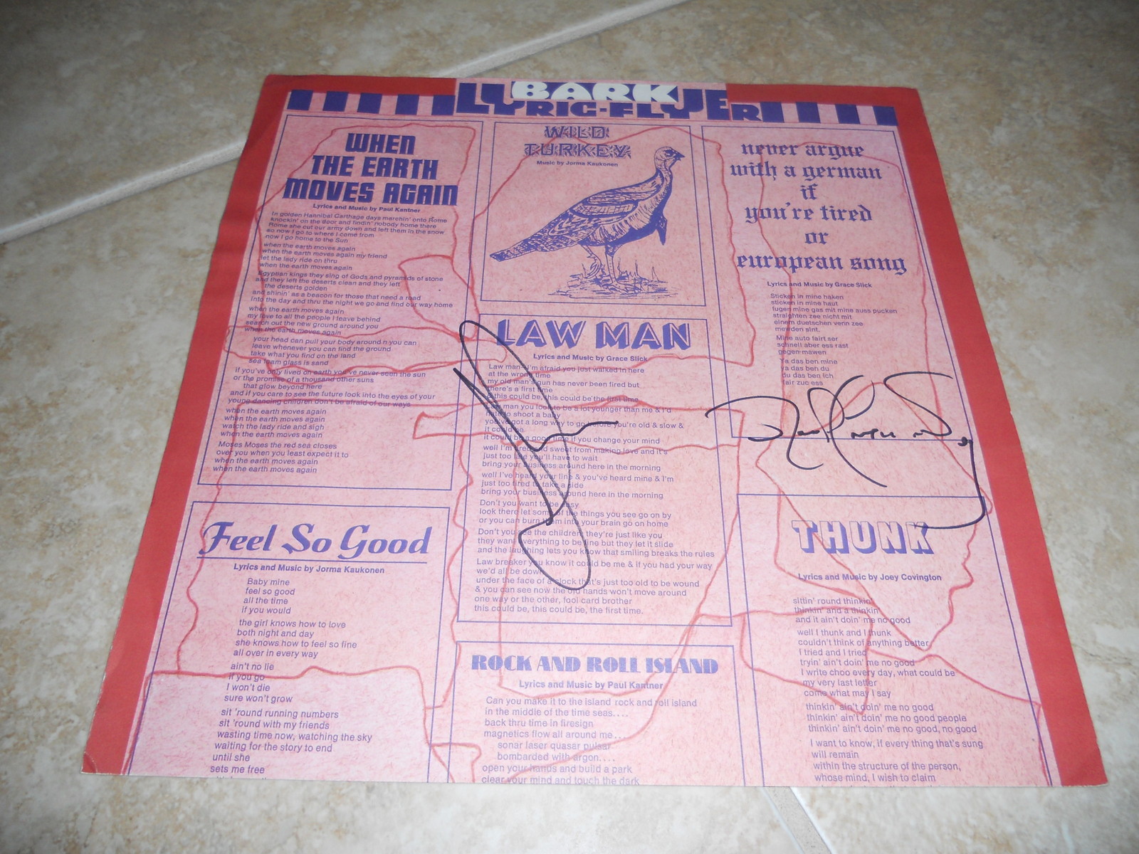 Jefferson Airplane Bark Signed LP Album Sleeve x2 Jack & Jorma PSA Guarantee