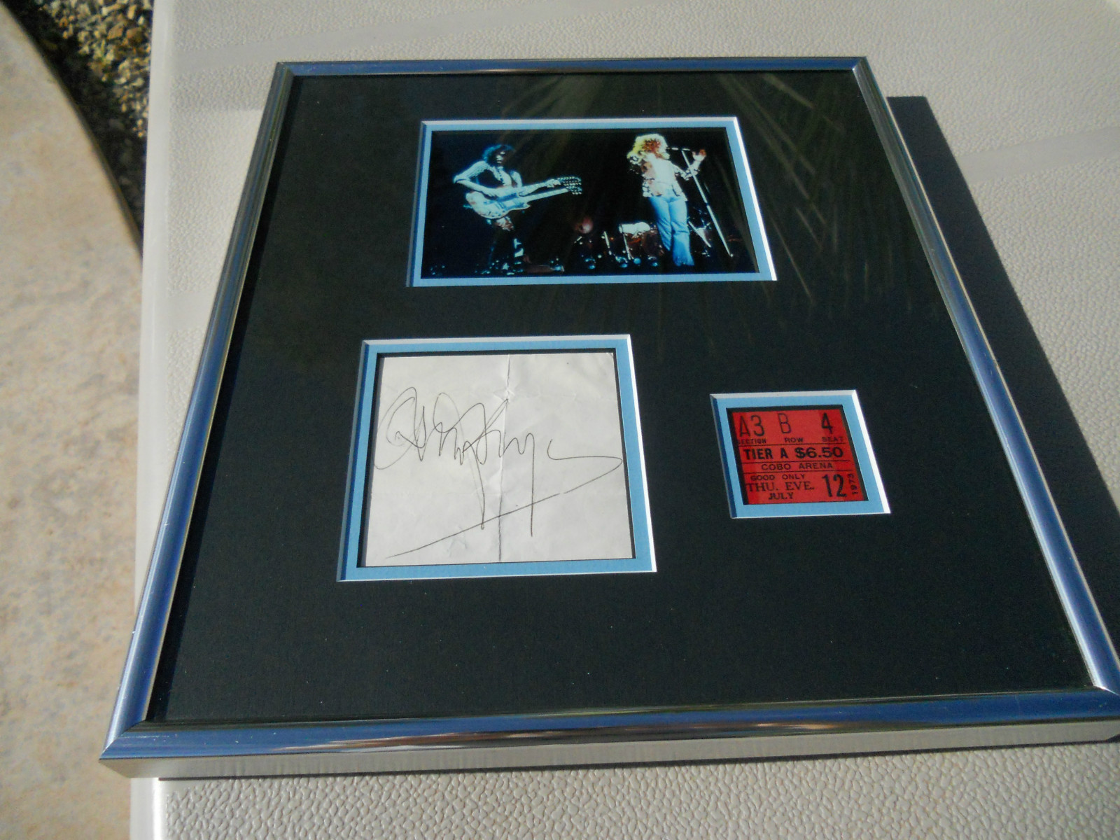Jimmy Page Led Zeppelin 1973 Signed Cut Framed W Ticket & Photo PSA Certified
