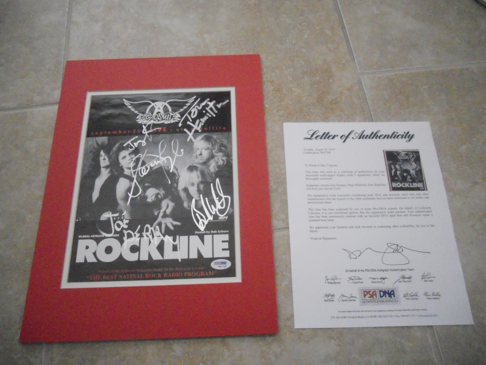 AEROSMITH EARLY FULL SIGNATURES SIGNED AUTOGRAPHED PHOTO DISPLAY PSA CERTIFIED COLLECTIBLE MEMORABILIA