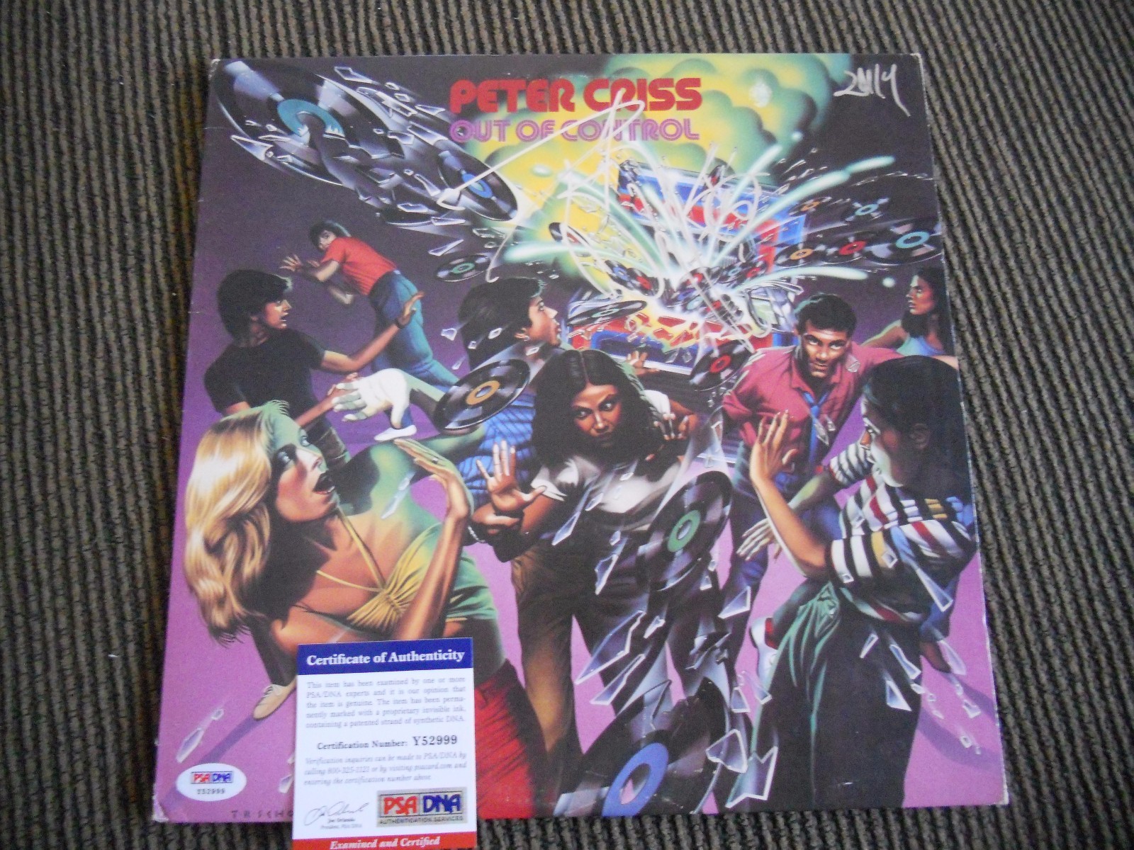 Peter Criss Kiss Out Of Control Signed Autographed LP Album Record PSA Certified