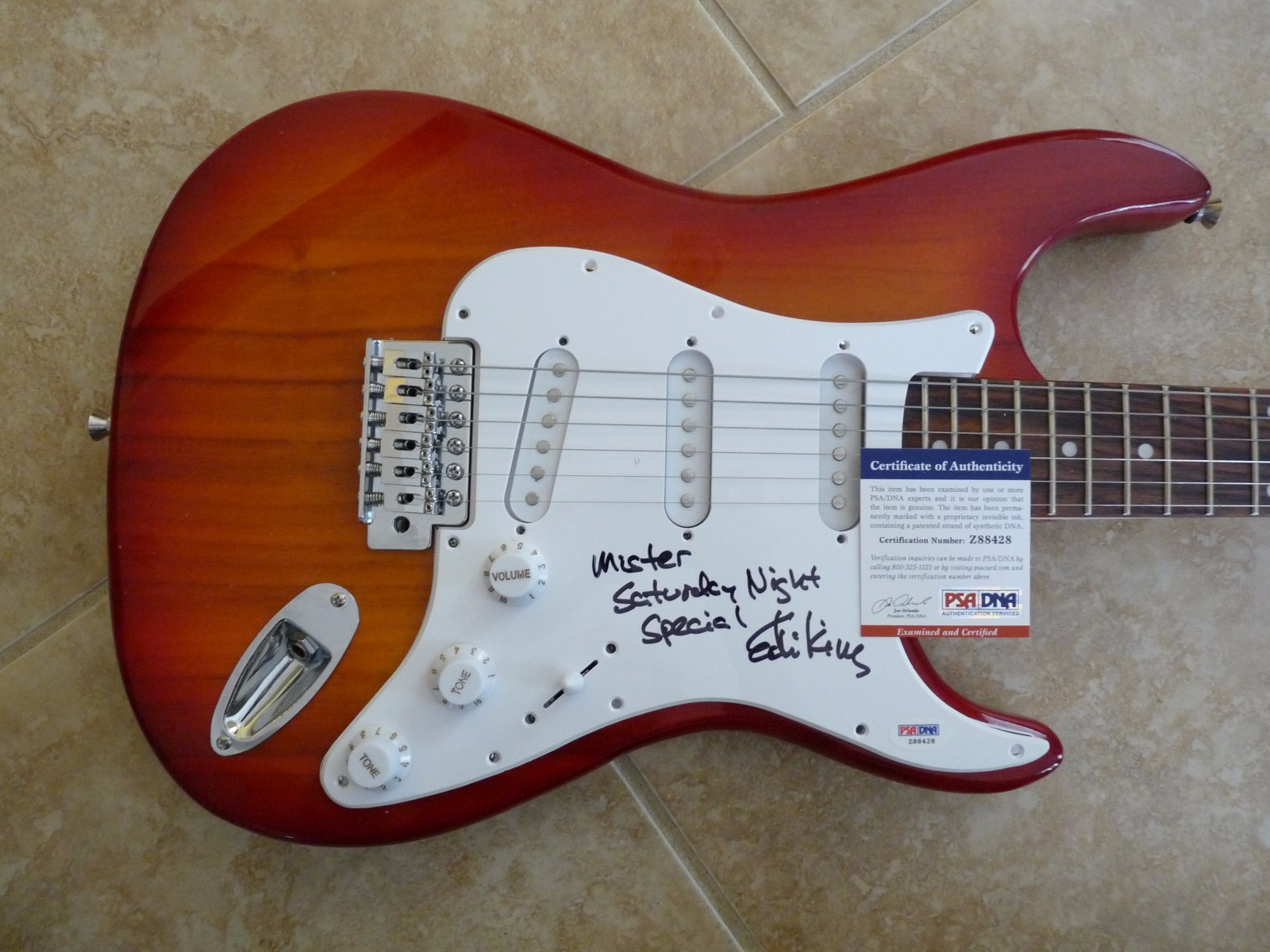 Ed King Lynyrd Skynyrd Signed Guitar Saturday Night Special Title PSA Certified