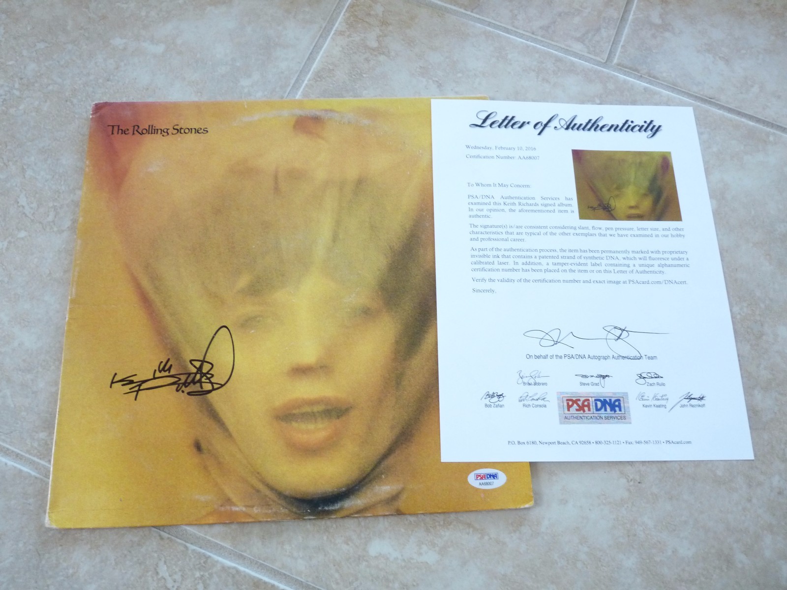 Keith Richards Rolling Stones Signed Autographed Goats Head LP PSA Certified