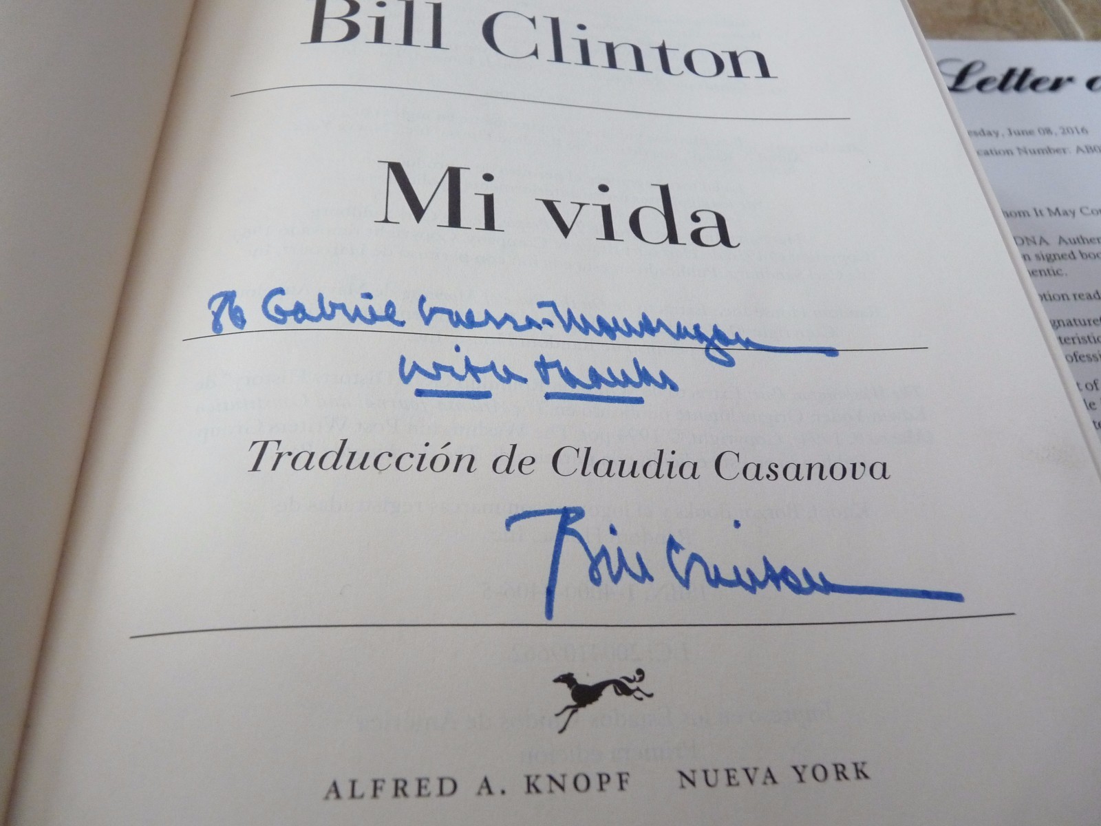 President Bill Clinton My Life SPANISH Signed Autographed Book PSA Certified