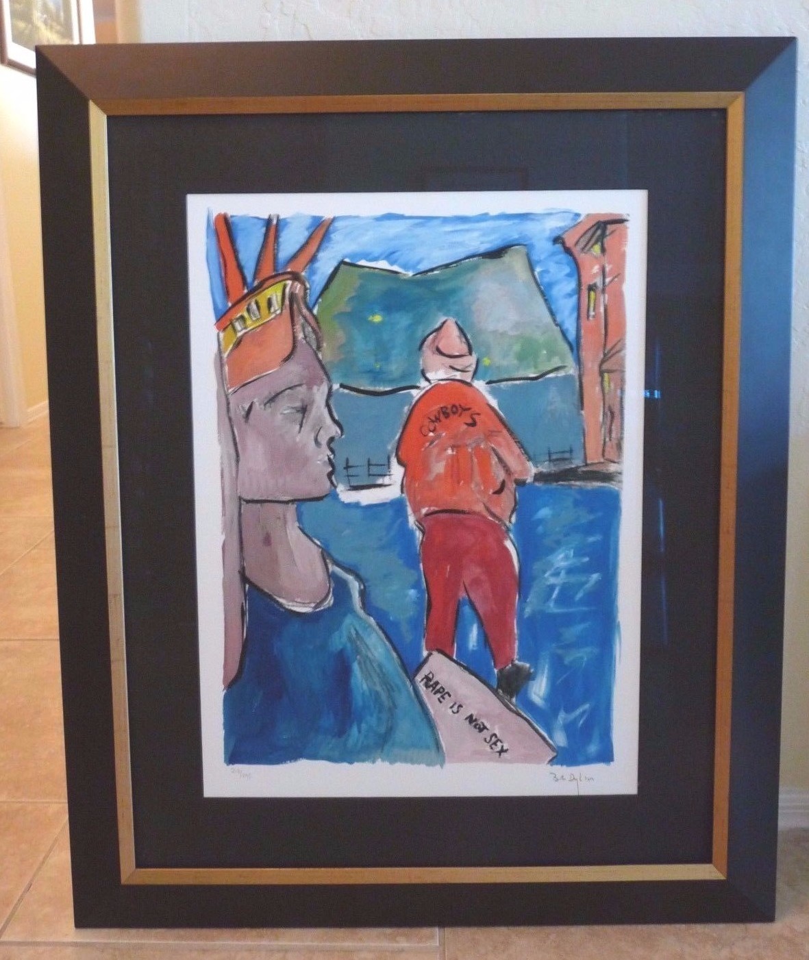 BOB DYLAN GICLEE PRINT STATUE OF LIBERTY DRAWN BLANK SERIES FRAMED 2008 213/295 COLLECTIBLE MEMORABILIA