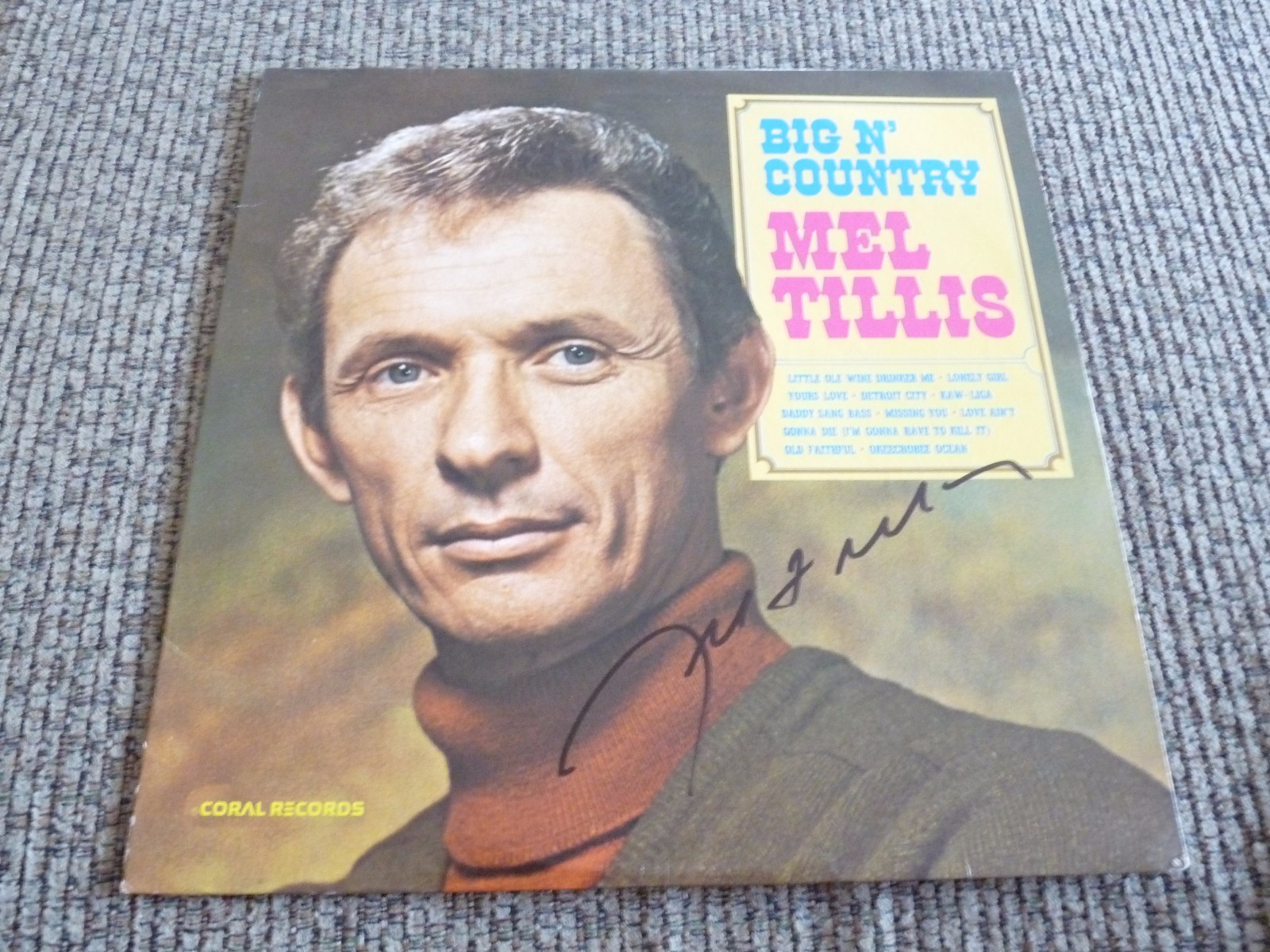 Mel Tillis Big N' Country Signed Autographed LP Album PSA Guaranteed