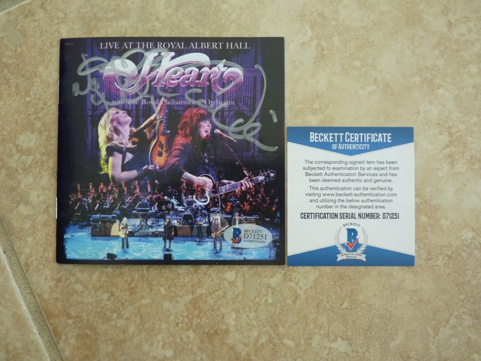 Heart Nancy Wilson Royal Albert Hall Autographed CD Cover Beckett Certified