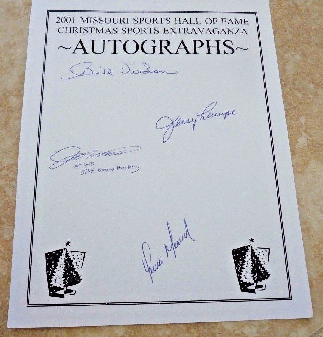 Bill Verdon Jerry Lumpe +2 2001 MO Sports Hall Of Fame Signed Sheet Baseball