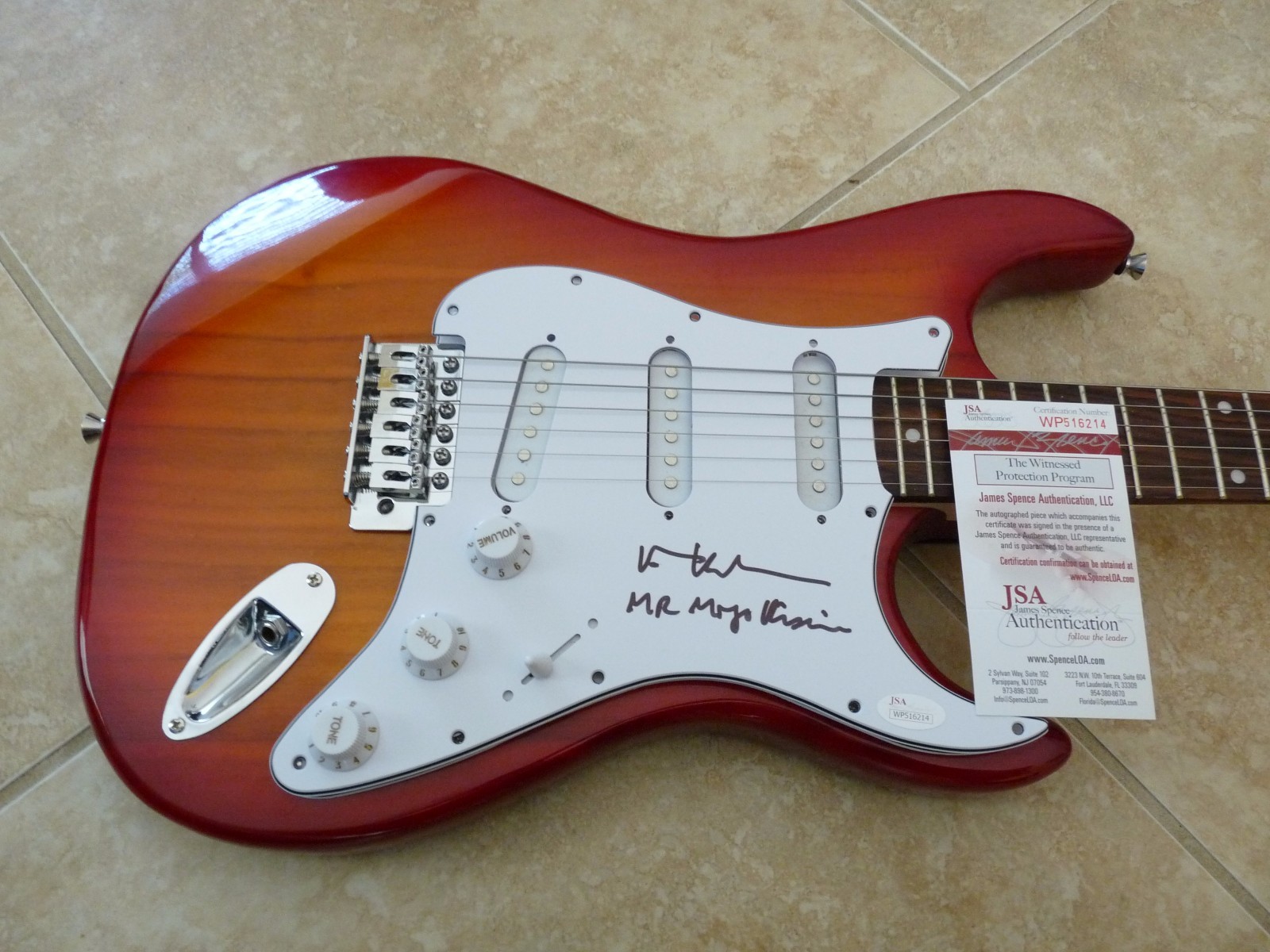 Val Kilmer Mr Mojo Risin Doors Signed Autograph Electric Guitar JSA Certified