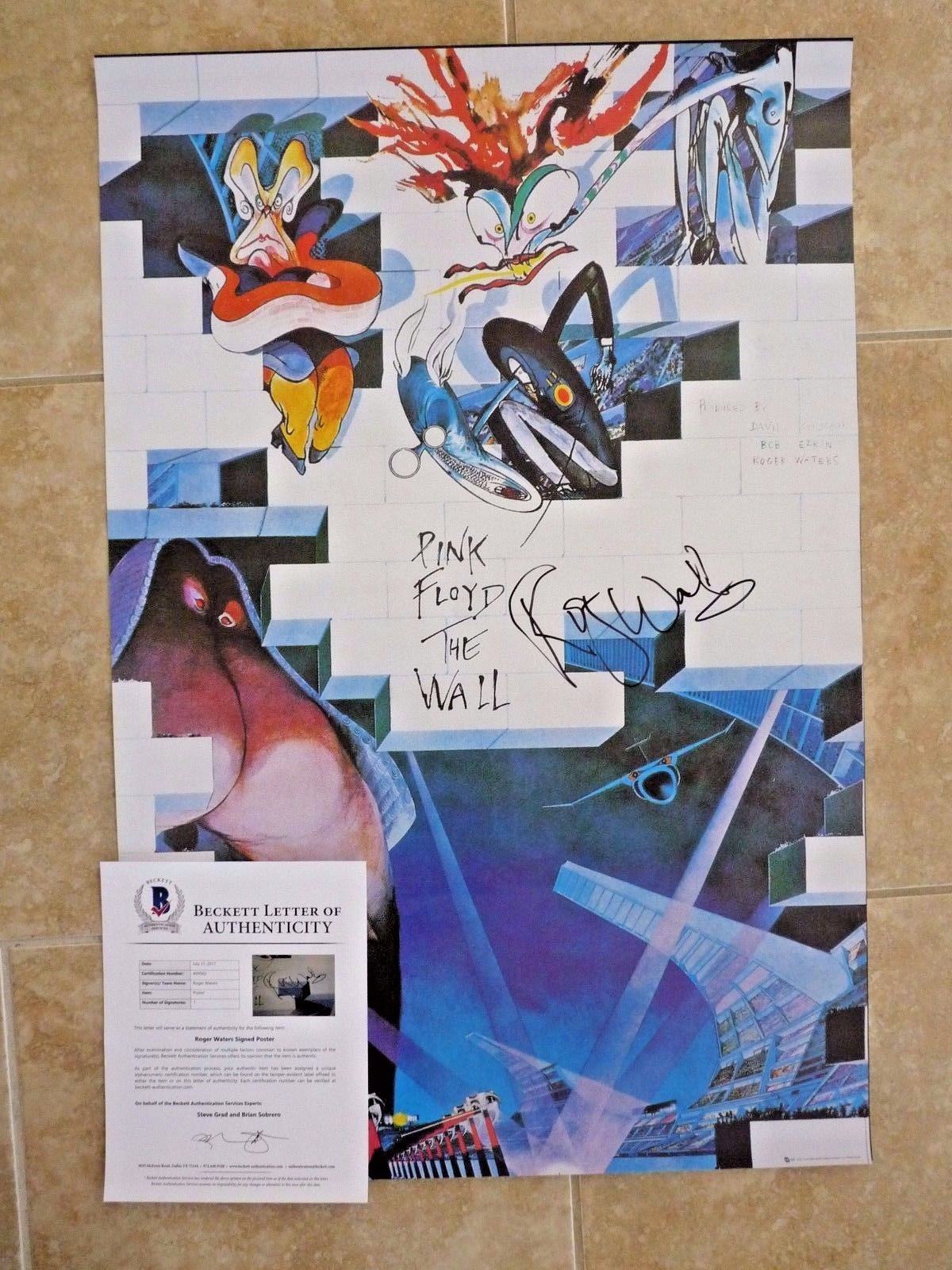 Roger Waters Pink Floyd Signed Autograph 24x36 Poster BAS Certified The Wall #6