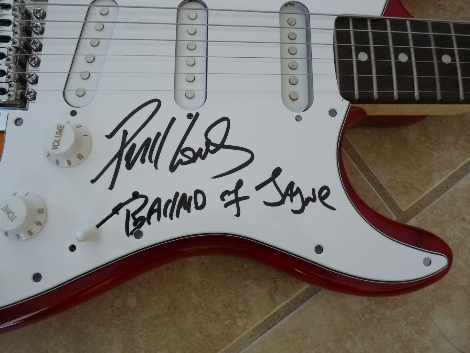 Phil Lewis L.A. Guns Signed Autograph Guitar BALLAD JAYNE Lyrics PSA Guaranteed