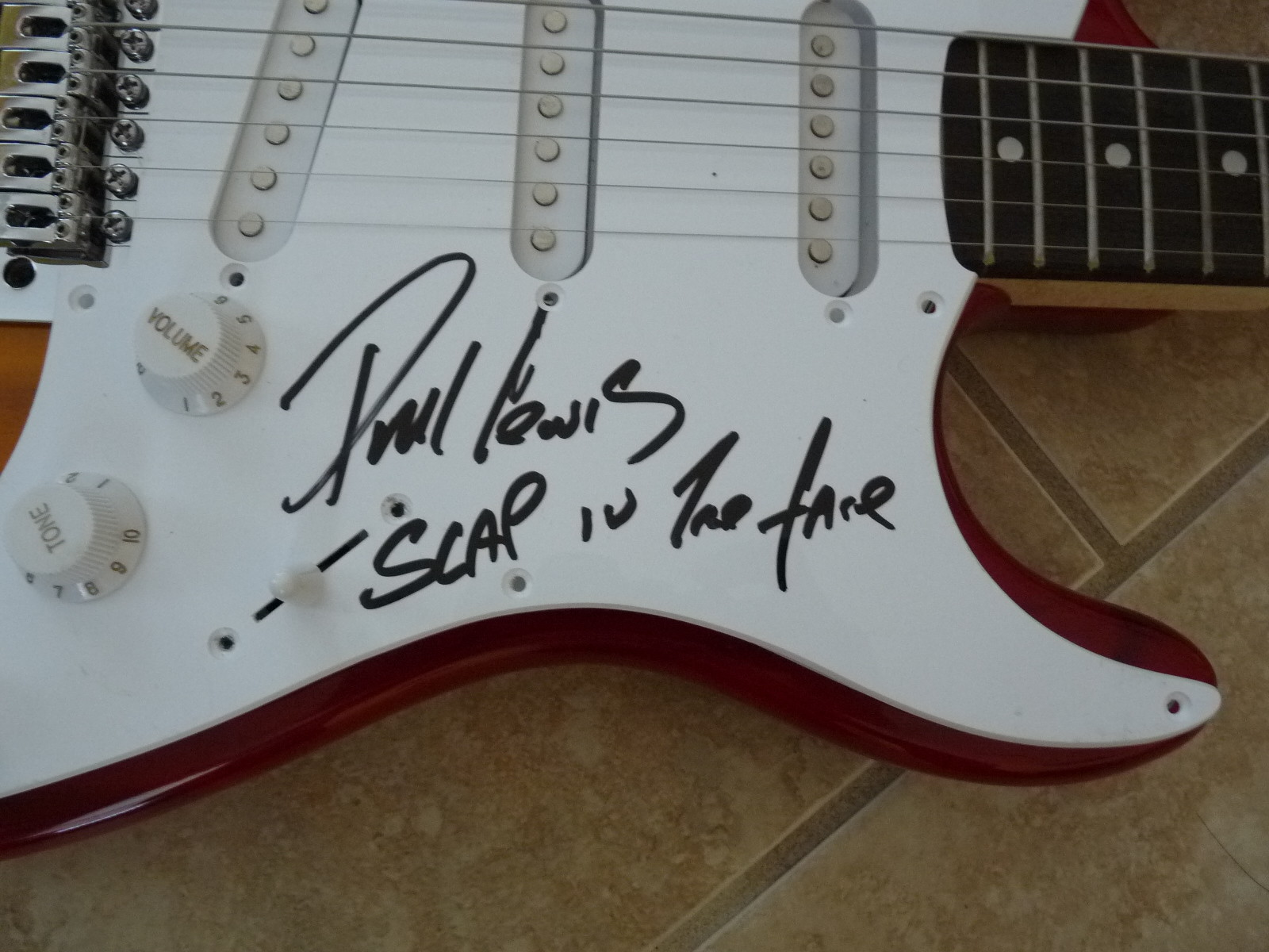 Phil Lewis L.A. Guns Signed Autograph Guitar SLAP IN FACE Lyrics PSA Guaranteed
