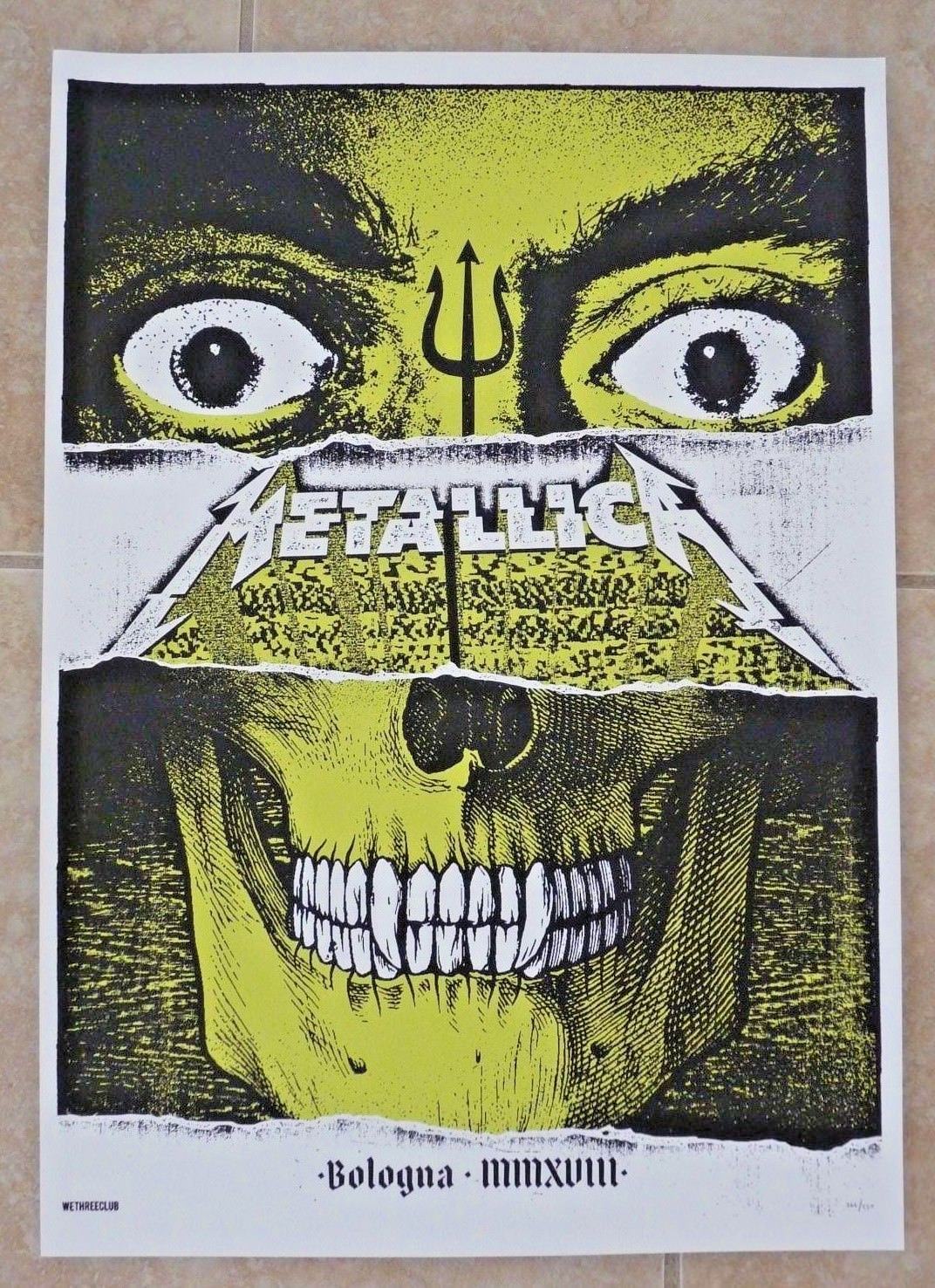 Metallica Bologna Concert Poster Litho Lithograph Glow In Dark 2018 #366 of 550