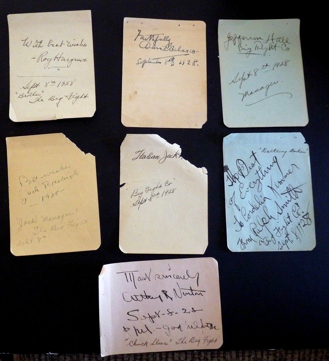 THE BIG FIGHT Broadway Play 1928 Lot of 7 Signed Actor Sheets Jack Dempsey Fight