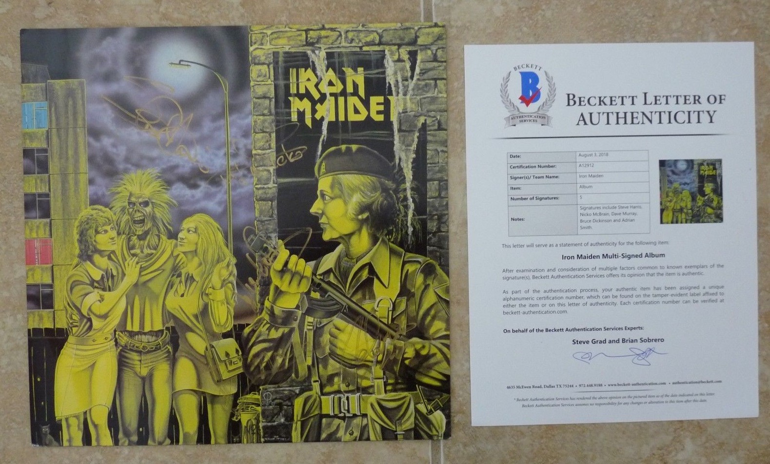 Iron Maiden Woman Uniform X5 Band Signed 12