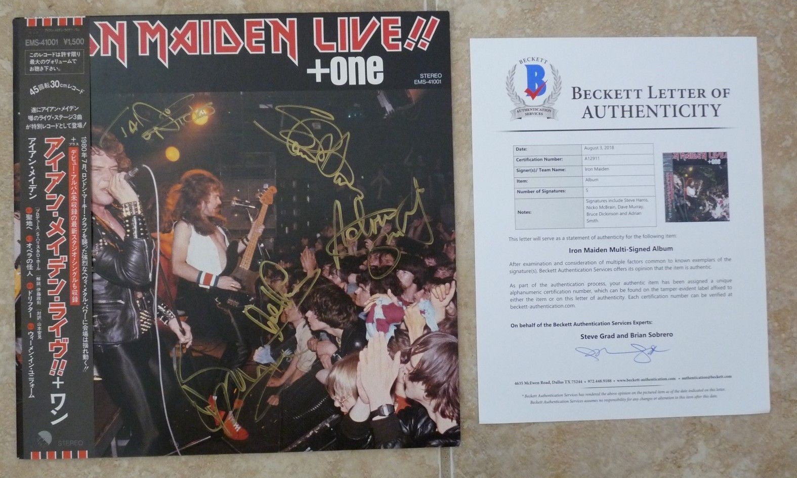 Iron Maiden Live +1 X5 Band Signed 12