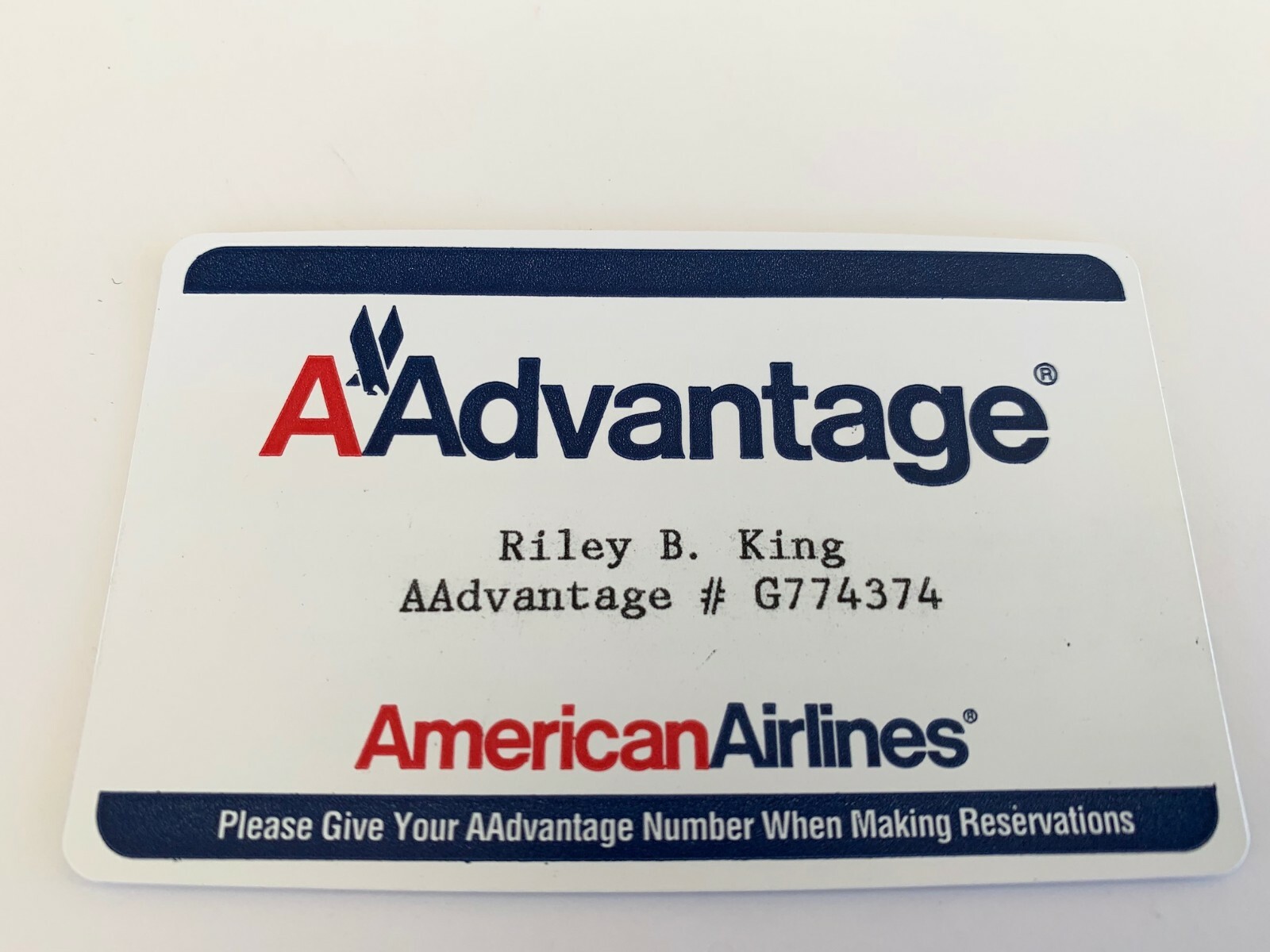 BB Riley B King OWNED AA American Airlines Miles Card #2 JULIENS Estate