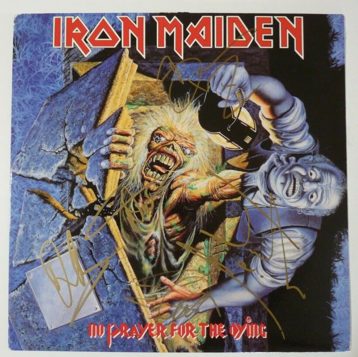 Iron Maiden Band Signed No Prayer For The Dying LP BECKETT Certified