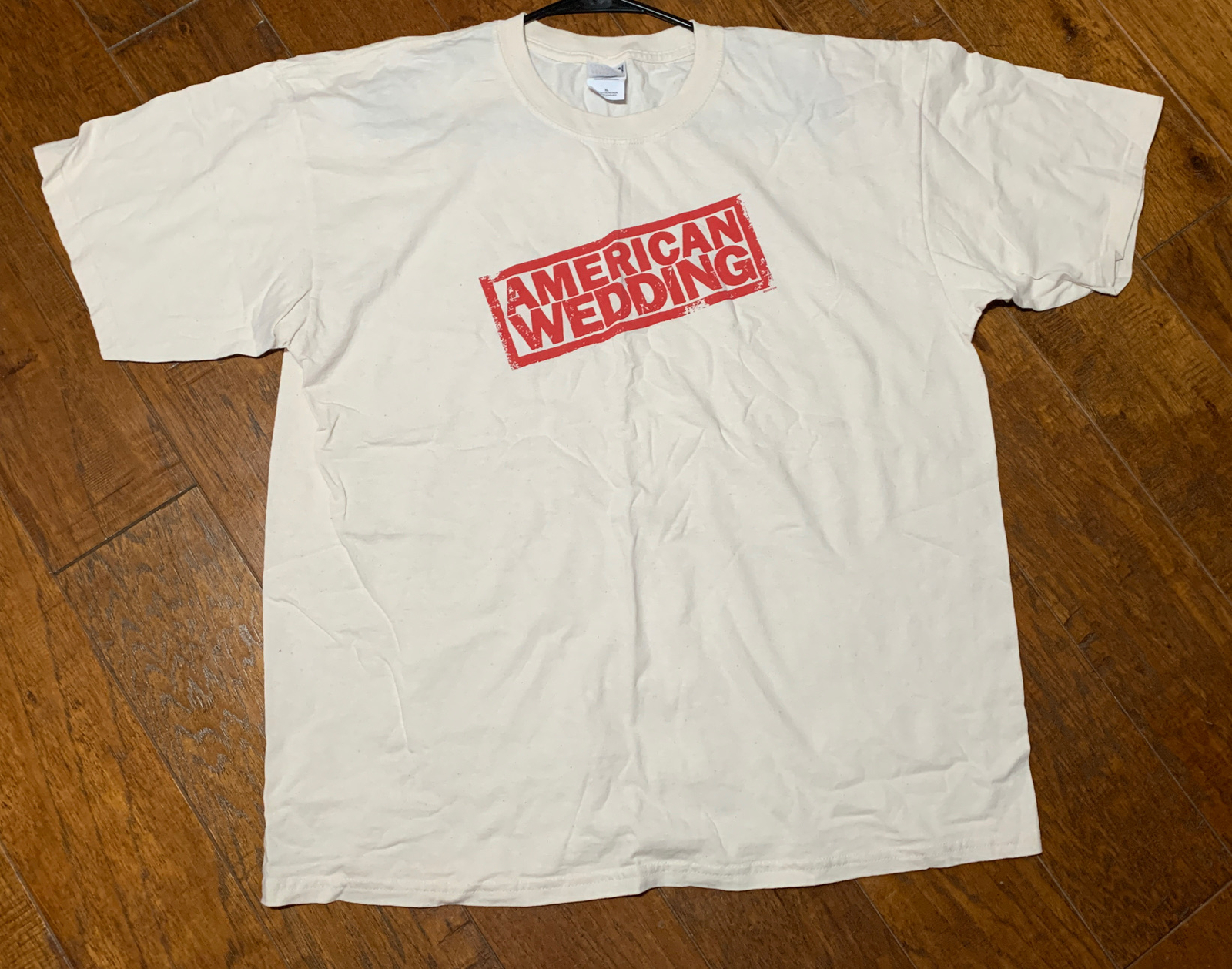 AMERICAN WEDDING 2003 XL OATMEAL PROMO MOVIE T-SHIRT BIGGS HANNIGAN COLLECTIBLE MEMORABILIA