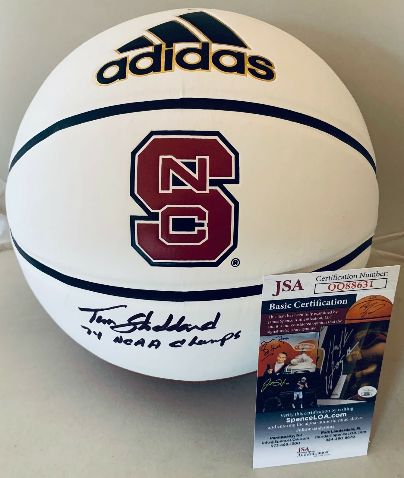 TIM STODDARD SIGNED NC STATE WOLFPACK F/S LOGO BASKETBALL W/ CHAMPS INSCR. JSA COLLECTIBLE MEMORABILIA