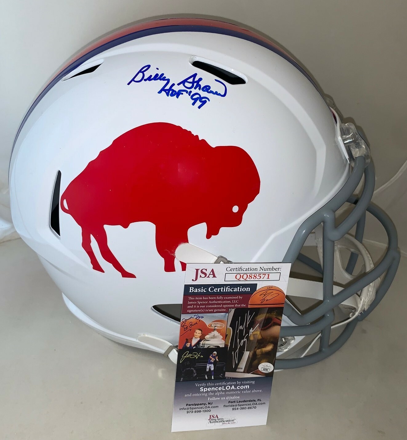 Billy Shaw signed Buffalo Bills Throwback Speed F/S Helmet W HOF Inscription JSA