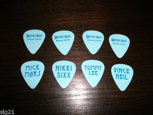 Motley Crue 4 Guitar Pick Set Europe 2010 Blue on Blue