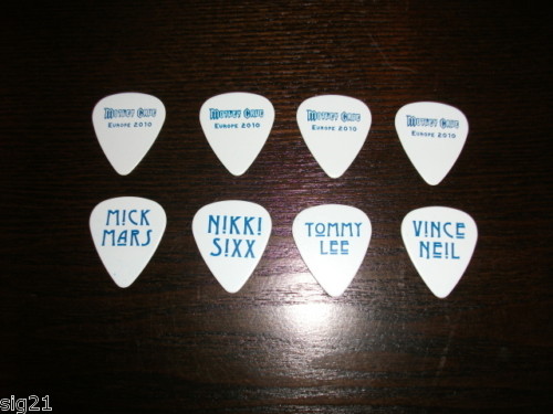 Motley Crue 4 Guitar Pick Set Europe 2010 Blue on White