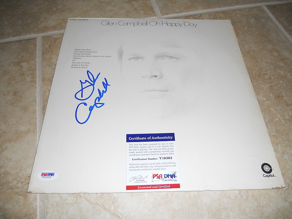 Glen Campbell Signed Autographed Oh Happy Day LP Album Record PSA Certified