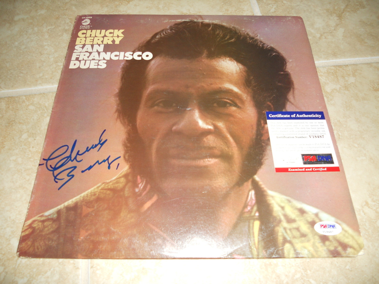 Chuck Berry San Francisco Dues Signed Autographed LP Album Record PSA Certified
