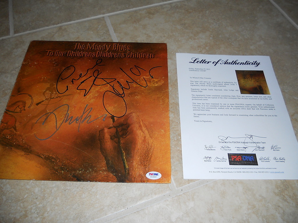 Moody Blues x3 Hayward Lodge Edge Signed Autographed LP Record PSA Certified