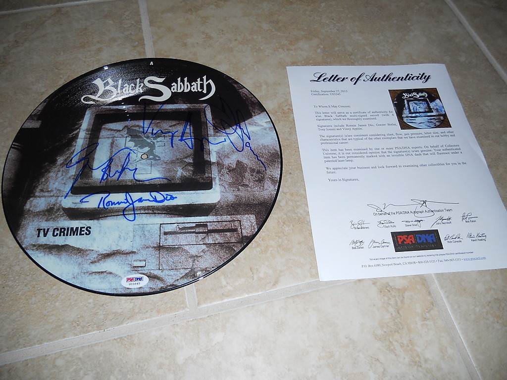 Black Sabbath Dio Iommi Butler Appice All 4 Signed Picture Disc PSA Certified