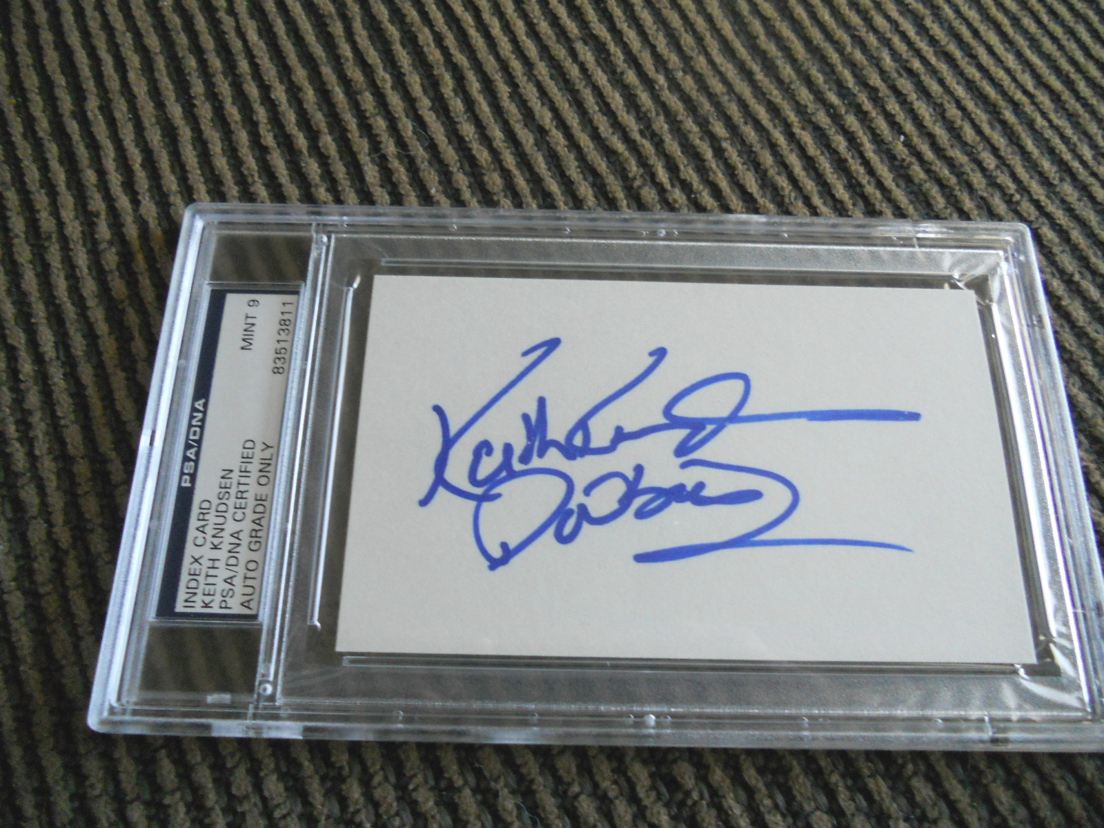 Keith Knudsen Doobie's Signed Autographed Index Card PSA Certified Graded Mint 9