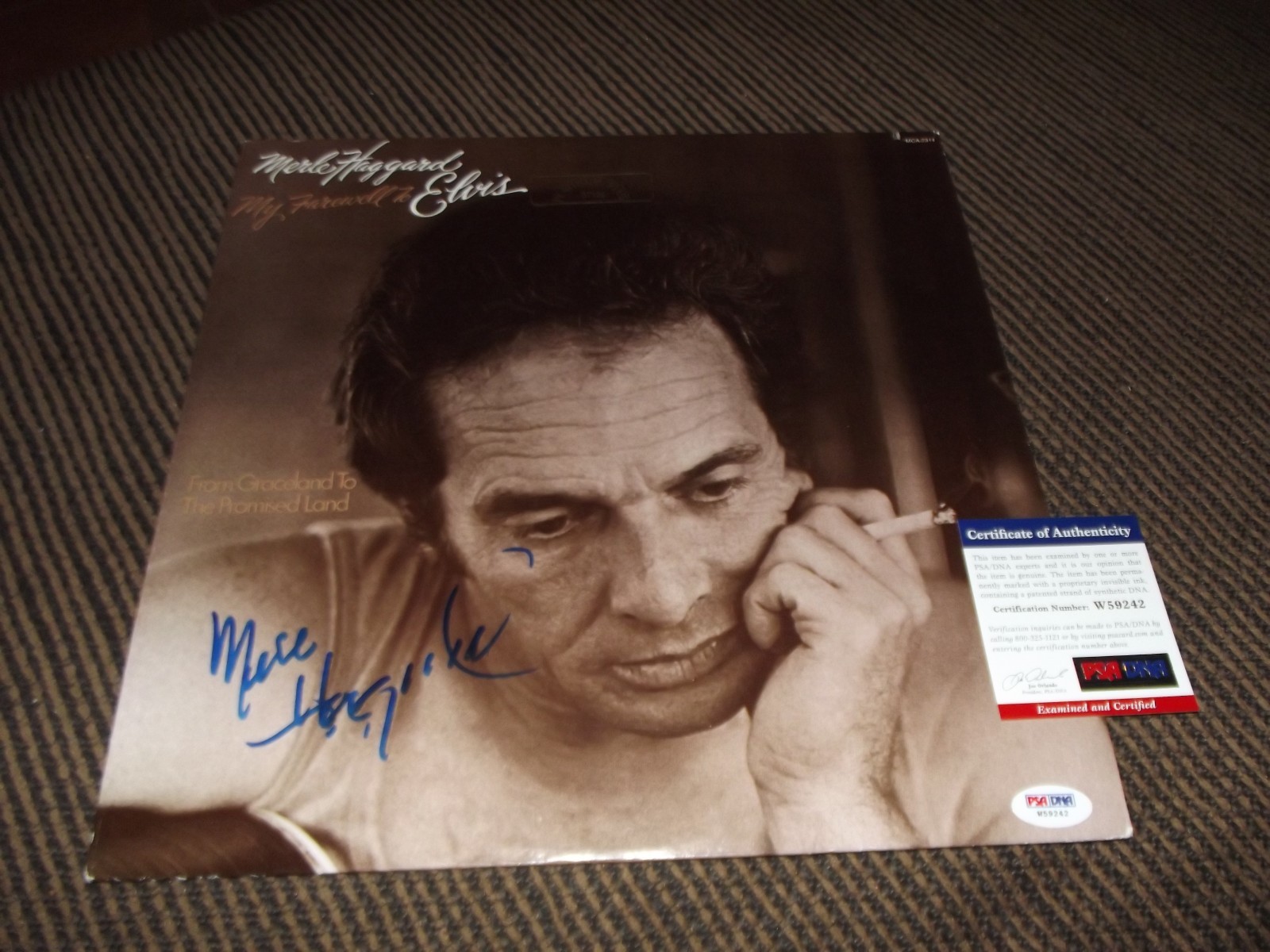 Merle Haggard Farewell To Elvis Signed Autographed LP Album Record PSA Certified