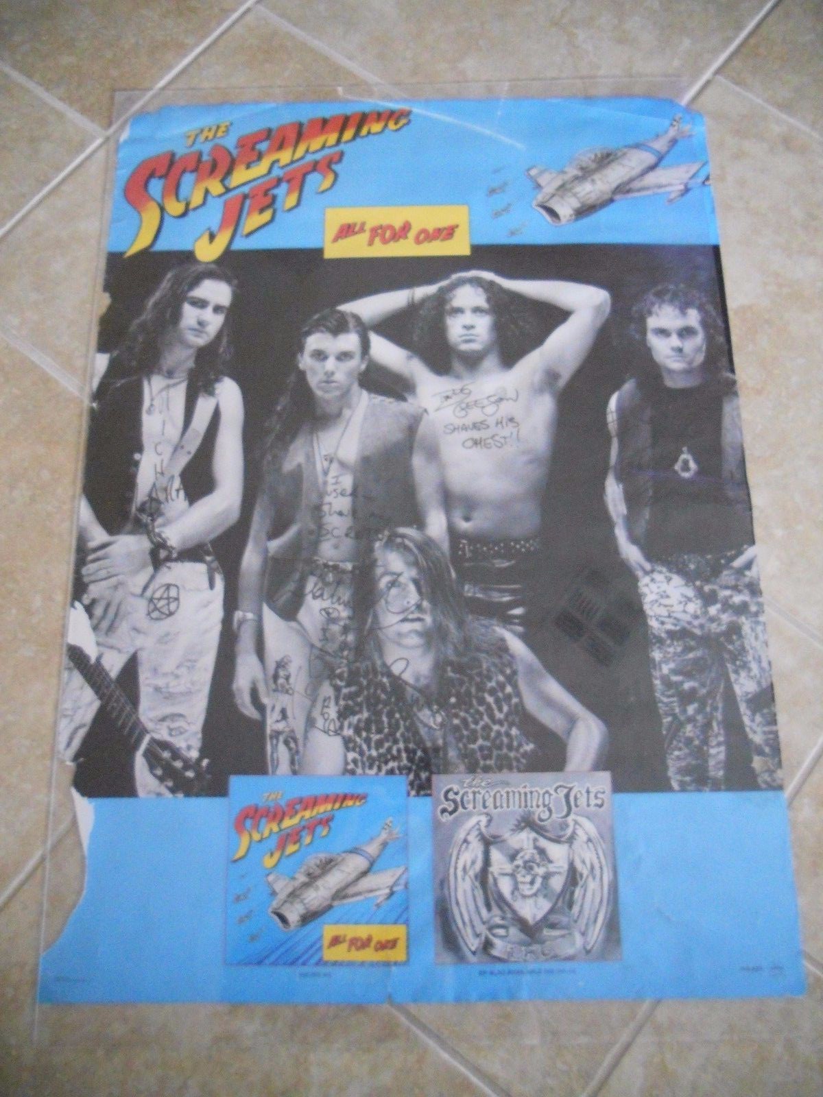 THE SCREAMING JETS POSTER FULLY SIGNED DAVID GLEESON & BAND RARE!! OZ INVESTMENT