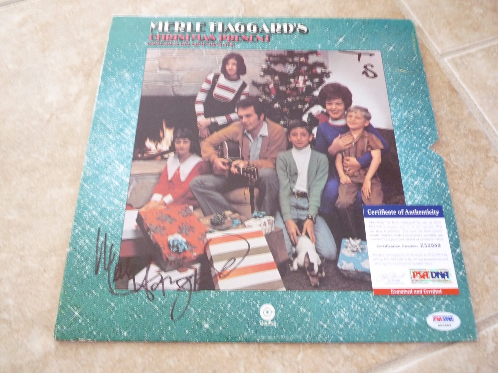 Merle Haggard & Strangers Signed Christmas Presents LP Record PSA Certified