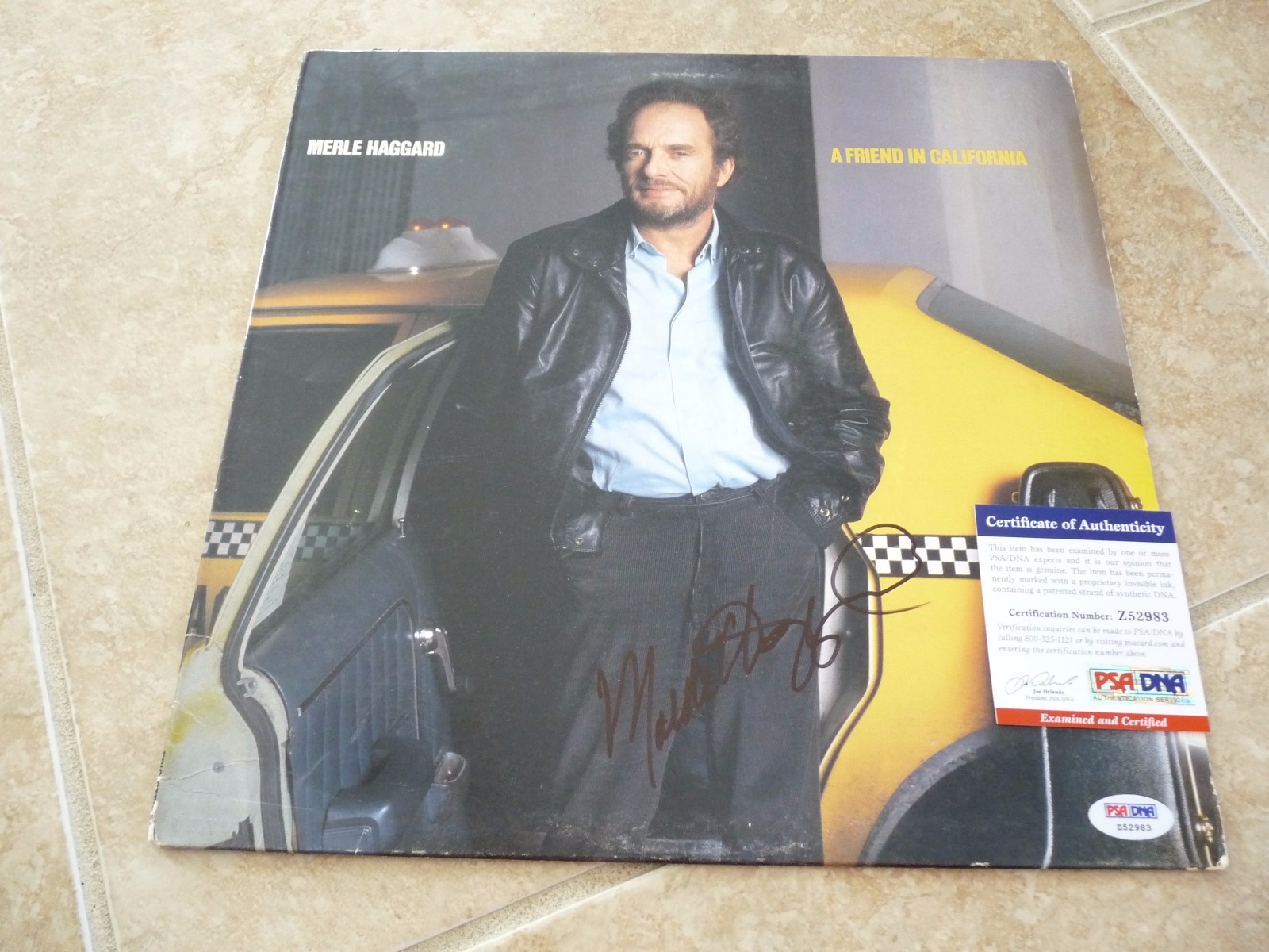 Merle Haggard Signed Autographed A Friend In California LP Record PSA Certified