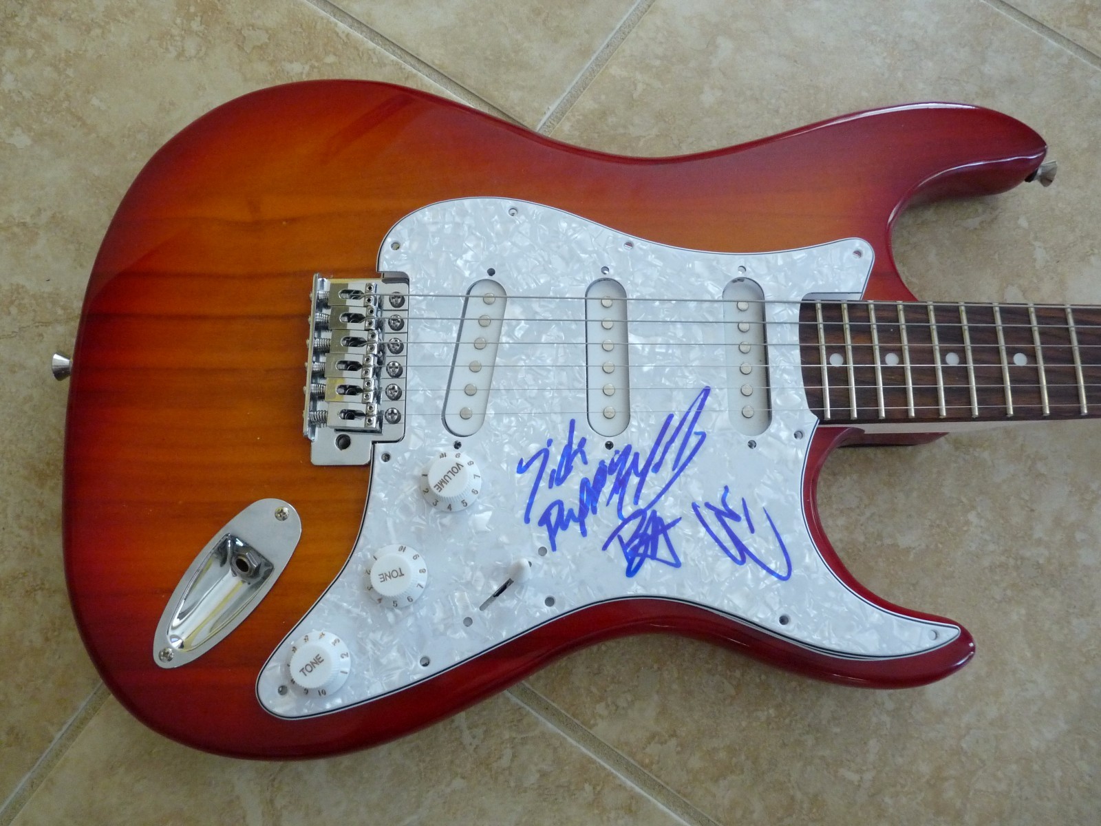 Sick Puppies All 3 Band Signed Autographed Guitar Music PSA Guaranteed