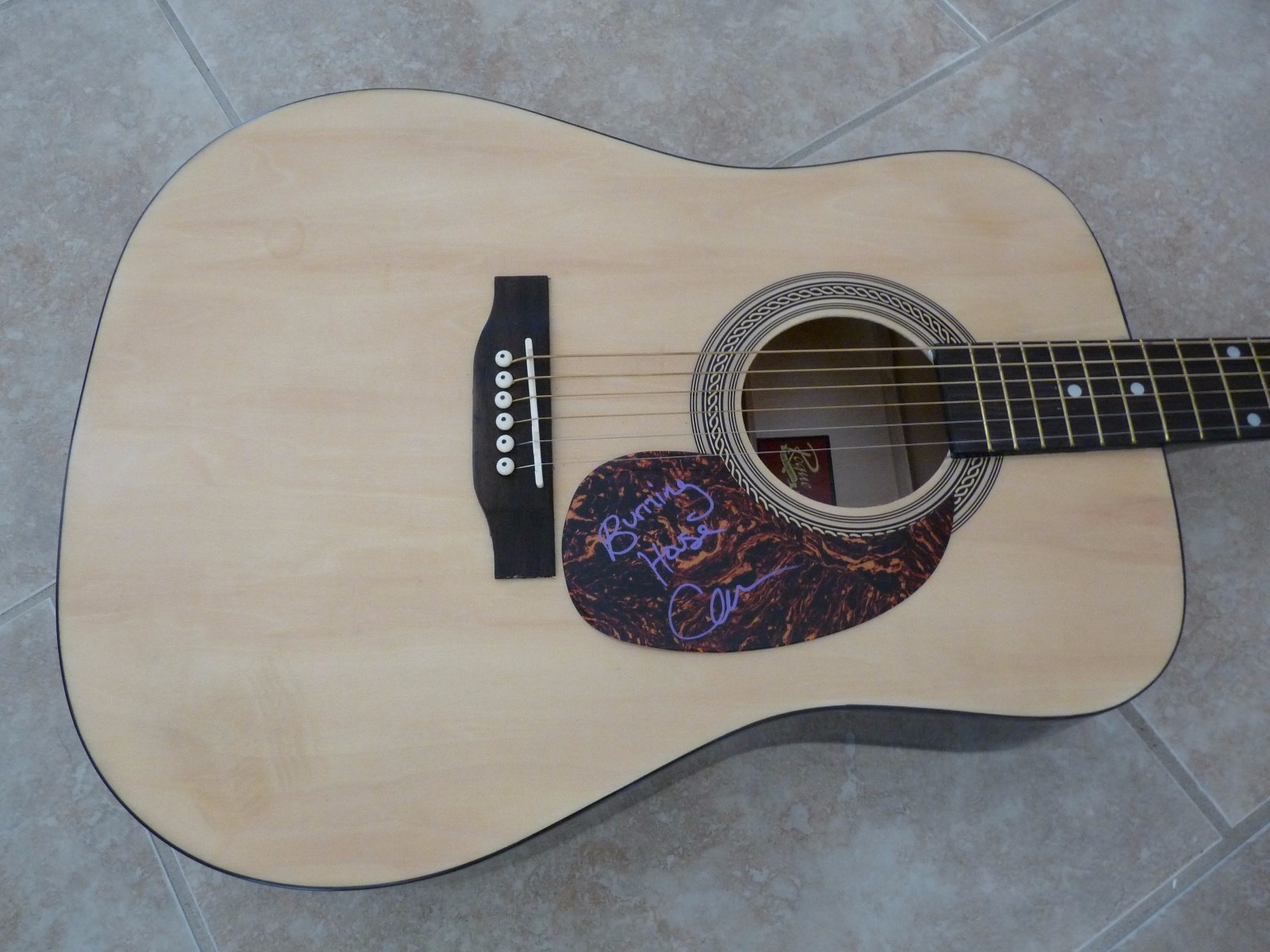 CAM Sexy IP Signed Autographed Guitar W Burning House Lyrics PSA Certified