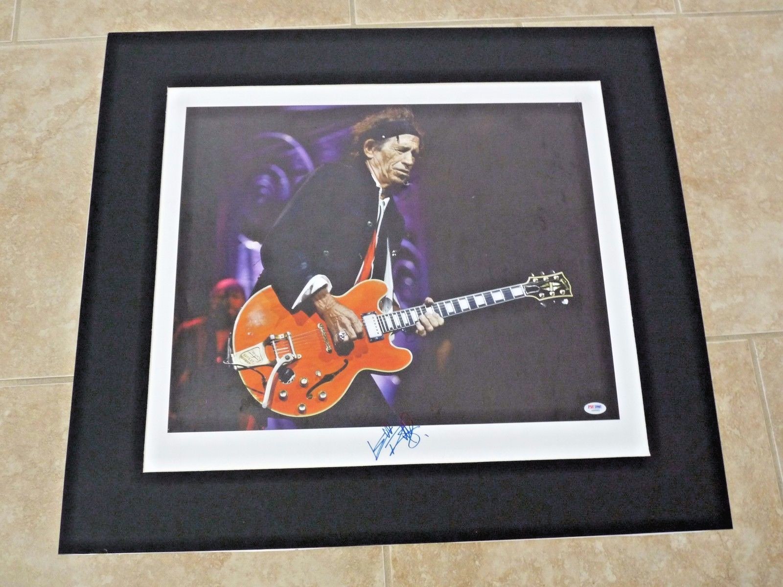 Keith Richards Rolling Stones Signed 11x14 Matted Canvas Photo PSA Certified