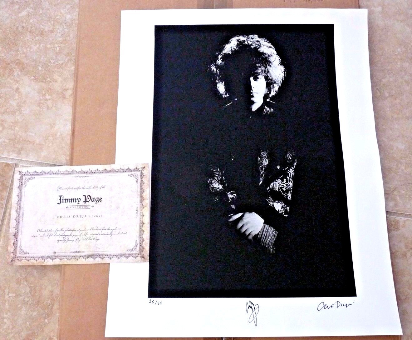 Jimmy Page Led Zeppelin Rare 1967 Signed Autographed 16x20 Photo #23/50 Page COA