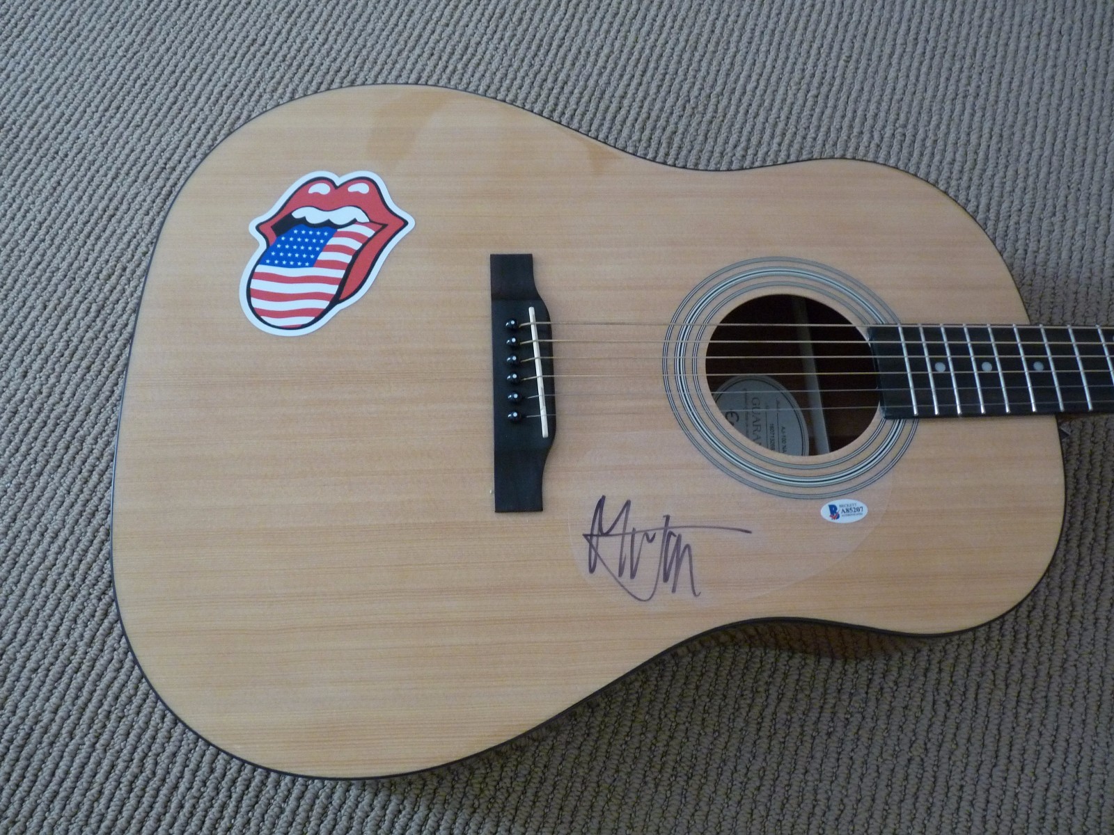 Mick Jagger Rolling Stones Signed Autographed Acoustic Guitar Beckett Certified