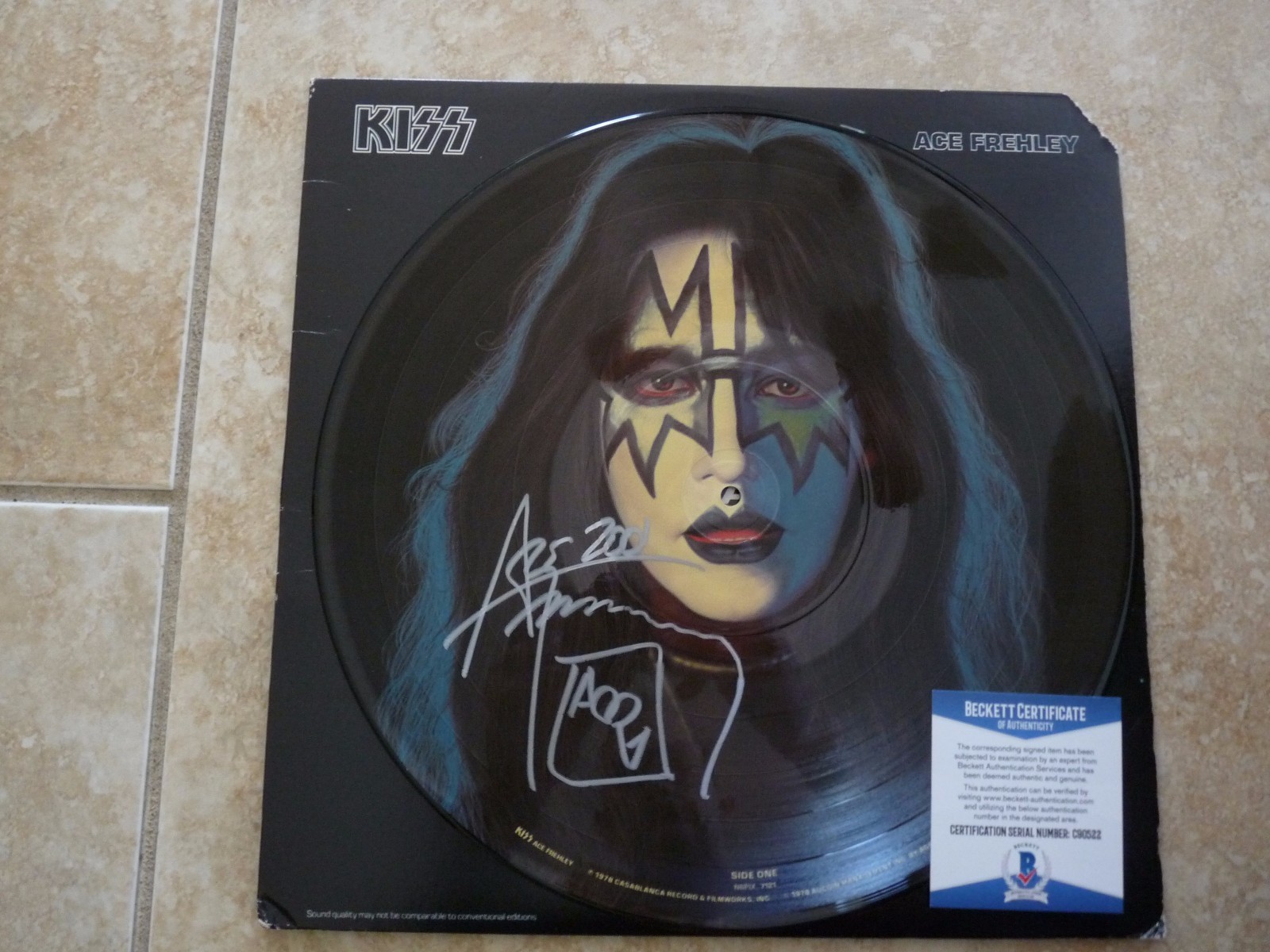 Kiss Ace Frehley Solo Signed Autographed Picture Disk LP Beckett Certified