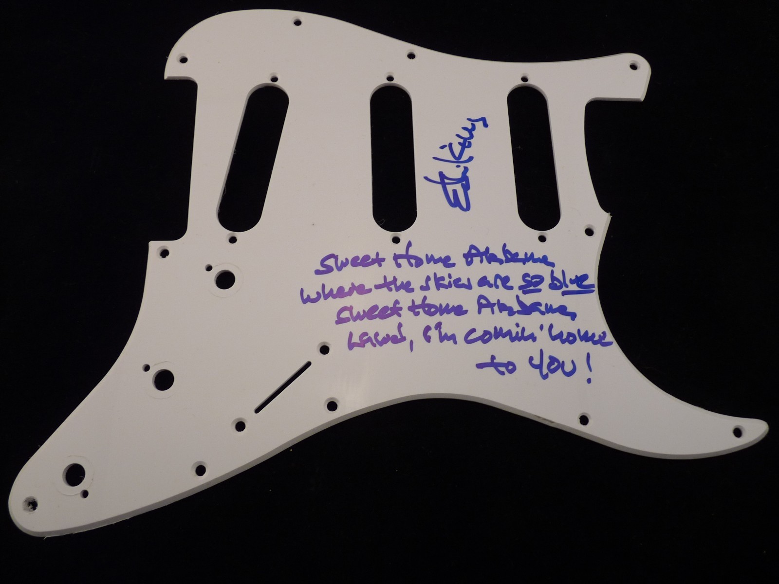 Ed King Lynyrd Skynyrd Sweet Home Lyrics Signed Guitar Pickguard PSA Guaranteed