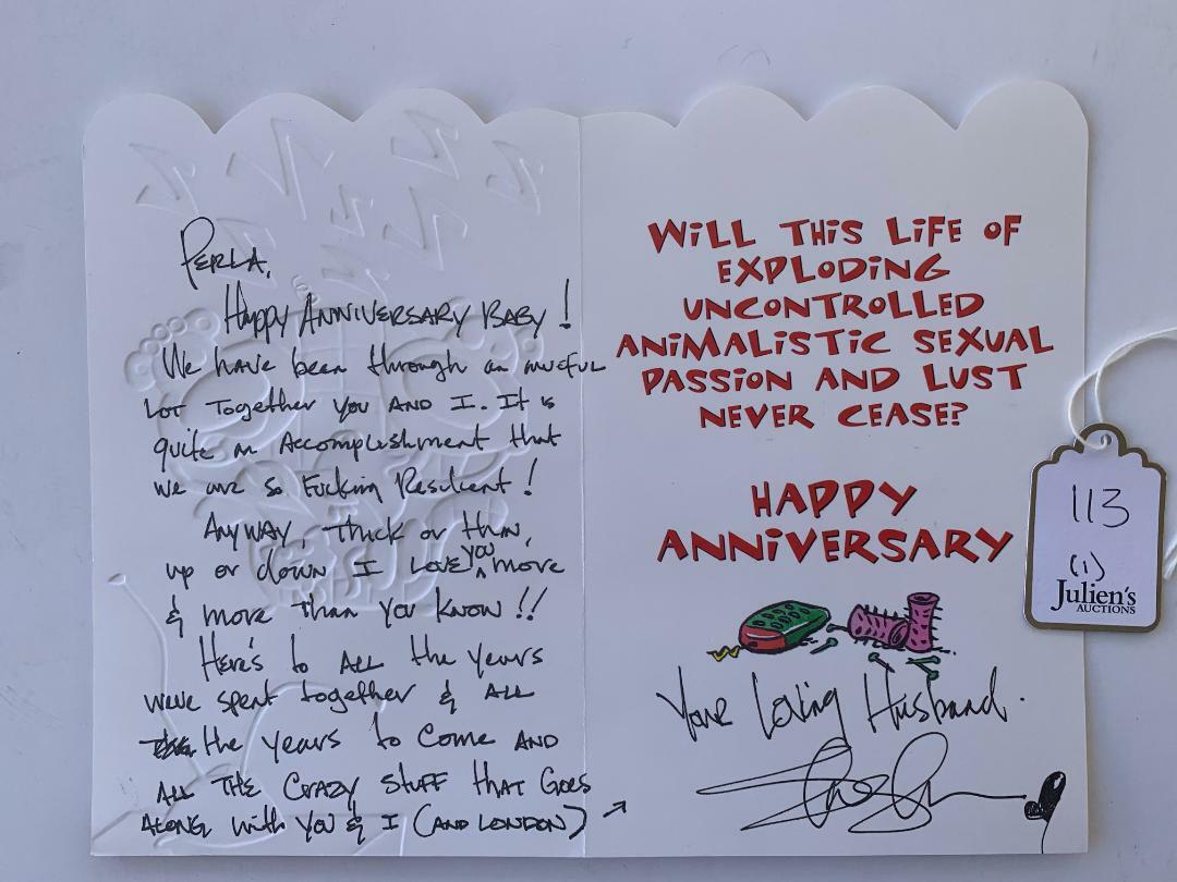 Slash Guns & Roses Handwritten Anniversary Card Signed Autographed Juliens