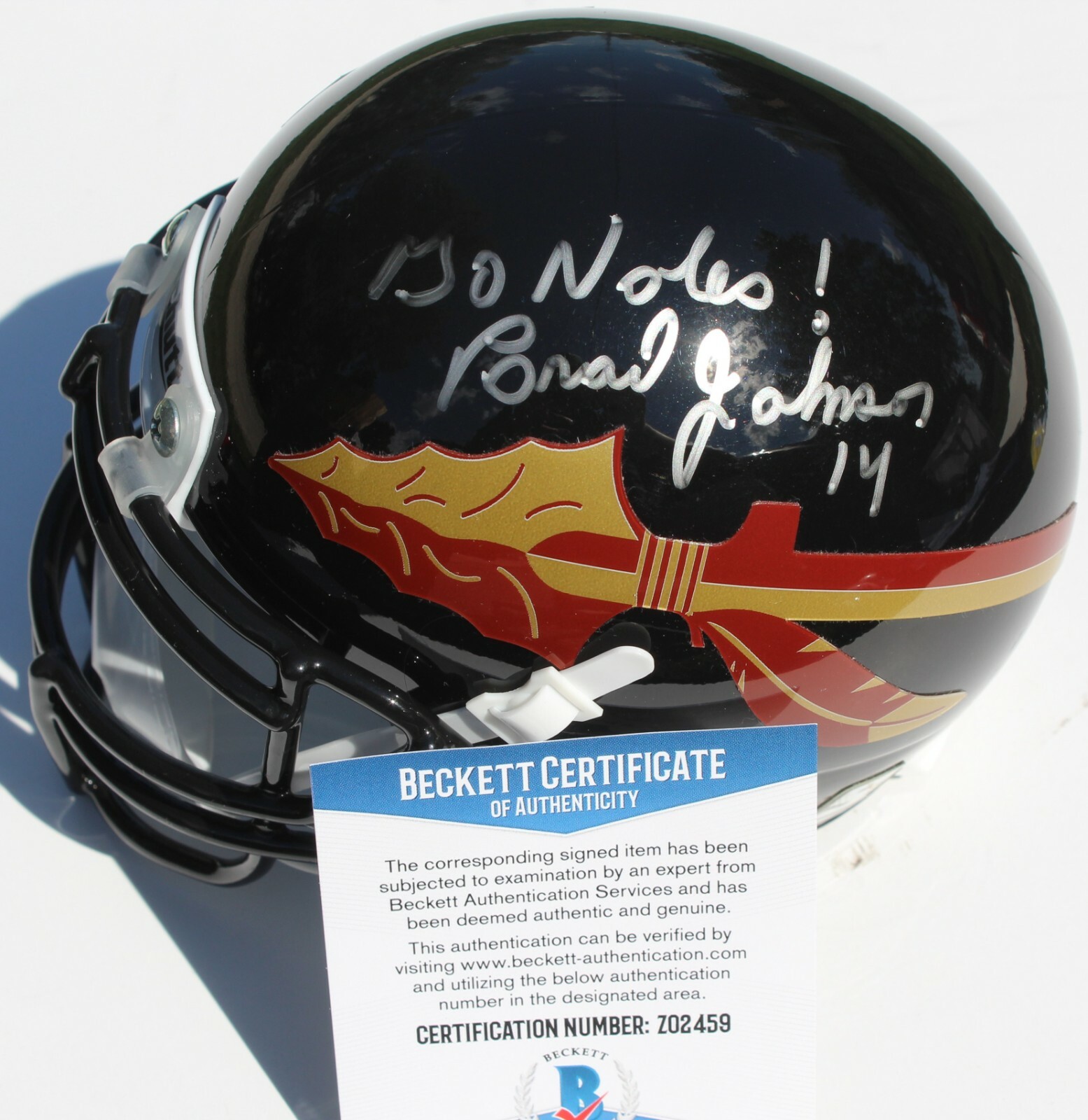 Brad Johnson Signed Florida State Seminoles Mini Helmet w/Beckett COA Z02459