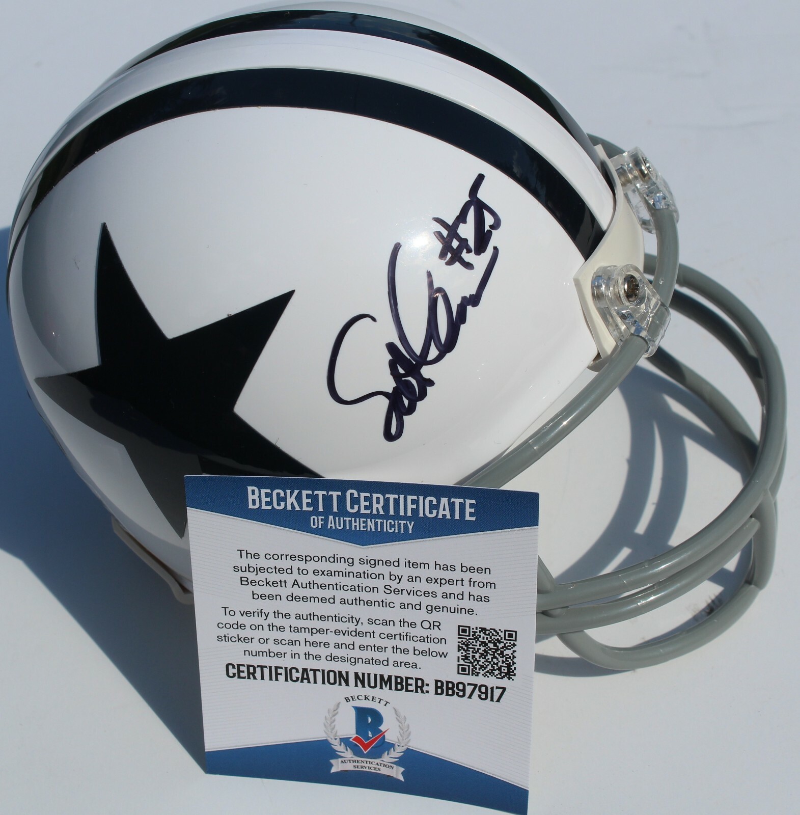 Scott Case Signed Dallas Cowboys Mini Football Helmet w/Beckett COA BB97917