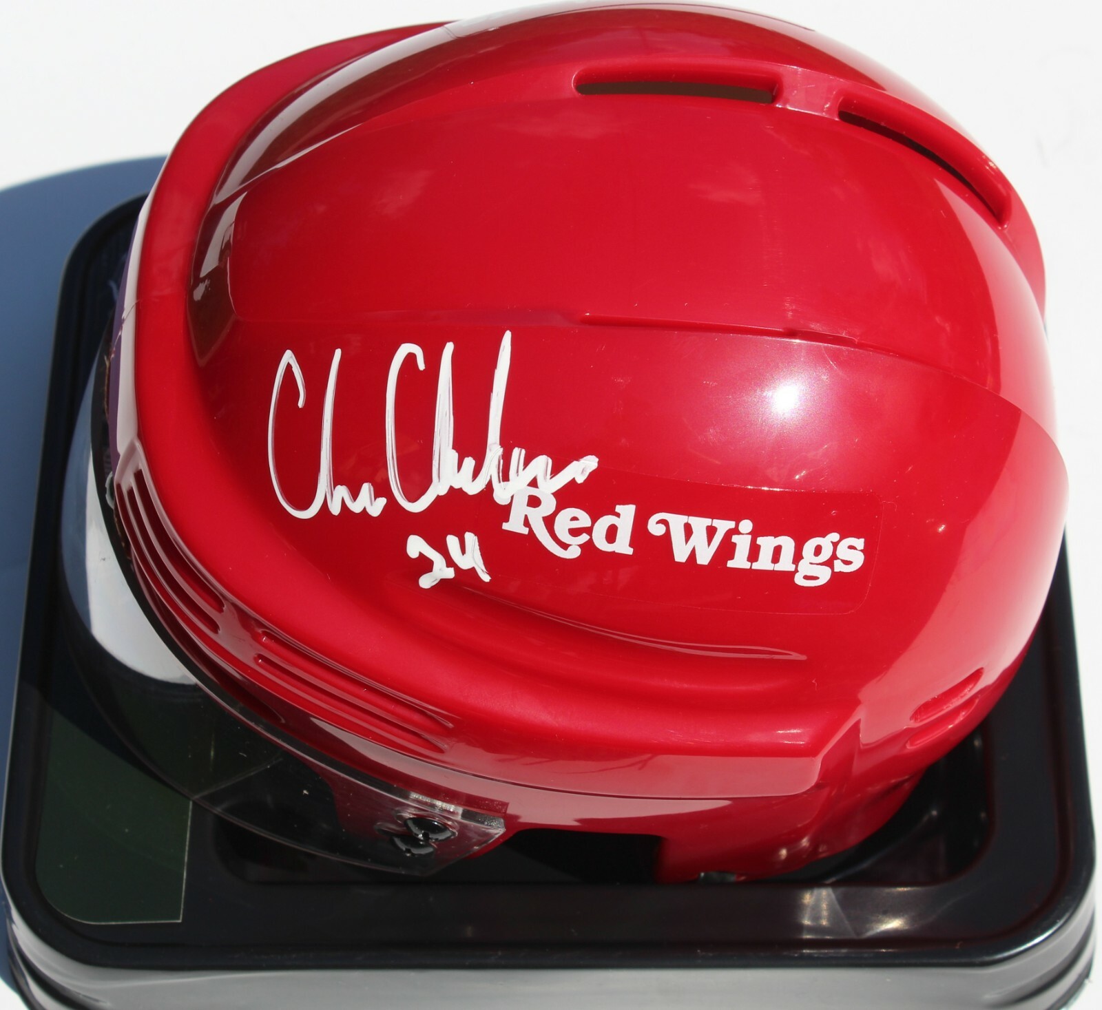 Chris Chelios Signed Detroit Red Wings Mini Hockey Helmet w/Beckett COA BAS