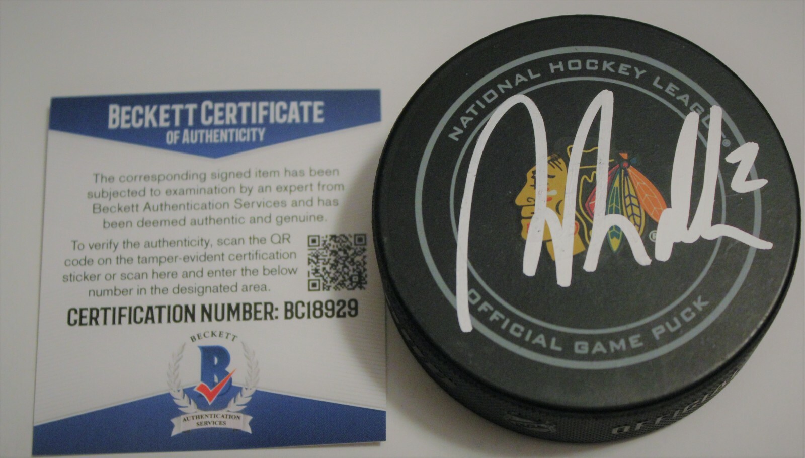 Nolan Allan Signed Chicago Blackhawks Game Hockey Puck w/Beckett COA BC18929