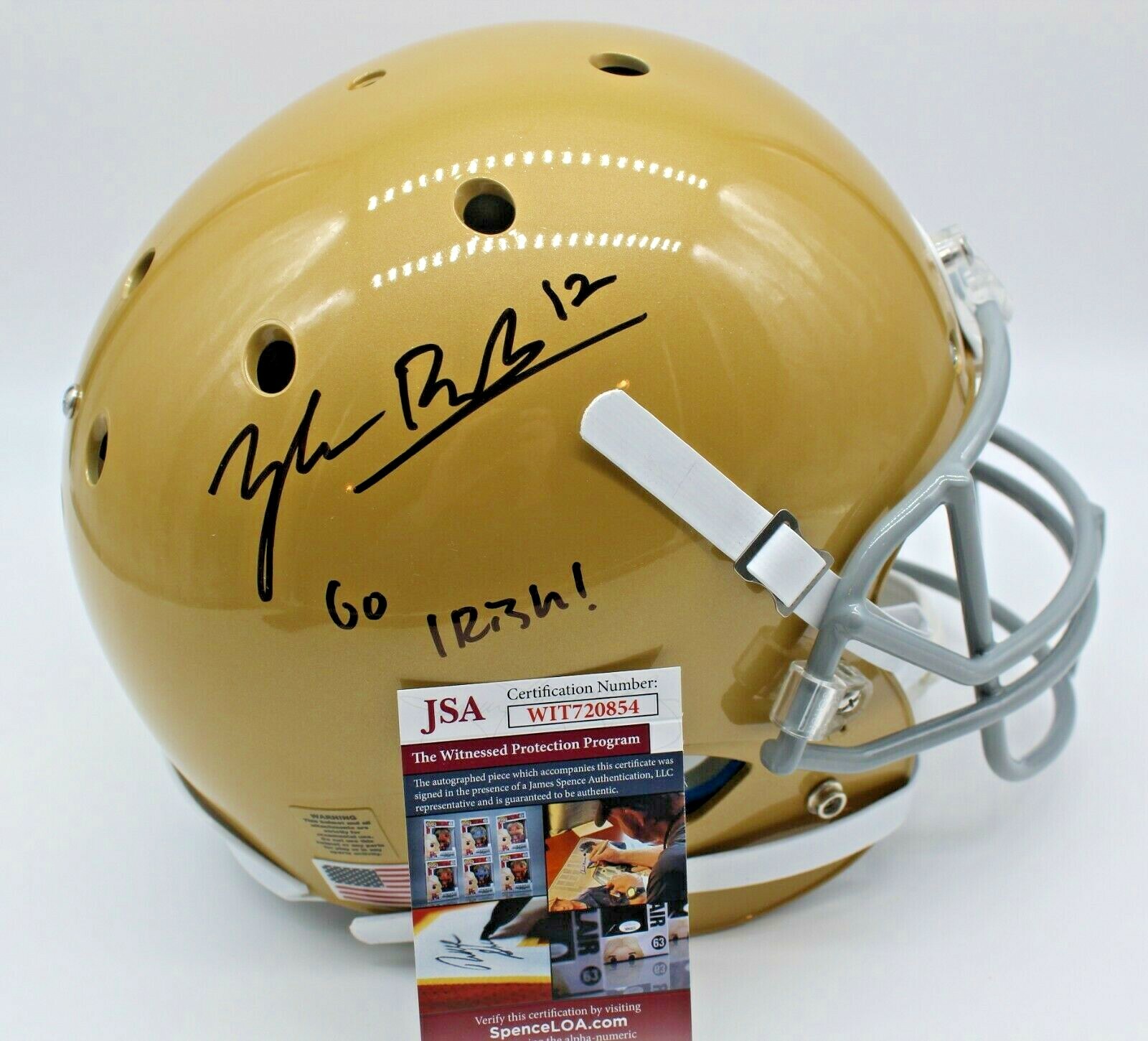 Tyler Buchner Signed Notre Dame Fighting Irish Full Size Helmet w/JSA COA #1